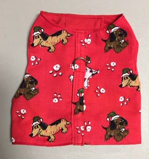 Red Christmas dogs print harness vest